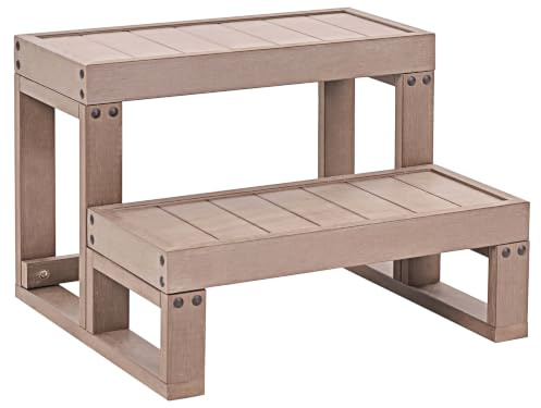 Marchepied pour Bain à Remous Matière Synthétique Tabouret Marche Escalier Marron Limay