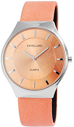 Excellanc Damen – Uhr Lederimitat Armbanduhr Dornschließe Analog Quarz 2910011