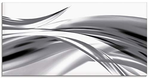 ARTLAND Spritzschutz Küchenrückwand Küche Herd Glas mit Motiv 100x50 cm Design Rückwand Bad Modern Abstrakt Kunst Welle Grau S7KX