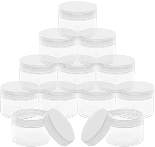 Belle Vous Leere Kosmetik Behälter Transparent (12Stk) – Kosmetik Tiegel Döschen 150ml – Kunststoffdose mit Deckel Rund für Makeup, Creme Dosen, Nageldesign, Puderdose Leer – Auslaufsicher & Luftdicht