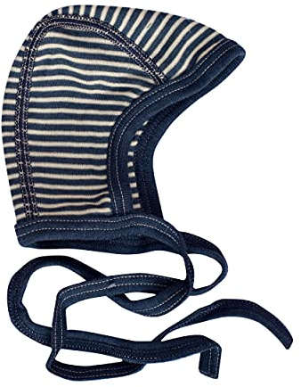 Cosilana Baby Häubchen aus 70% Wolle und 30% Seide (Marine Natur, 62-68
