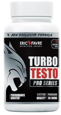 BOOSTER MUSCULATION Turbo Testo Pro Series - Puissance Maximale - Boost les Performances - Puissance, Endurance, Entretient Musculaire, Prise de Masse - Programme 30J -Laboratoire Français Eric Favre