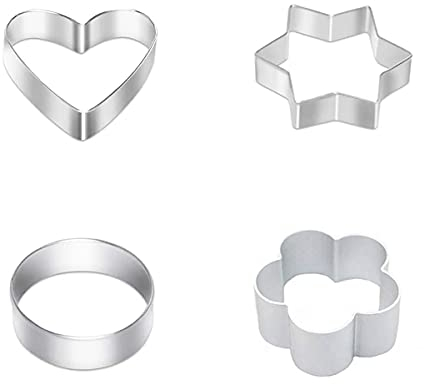 Cookie Cutters 4 Piece Christmas Cookie Cutter Set Mini Pastry Cutters Heart Circle Flower Star Shapes Biscuit Cutter for Baking