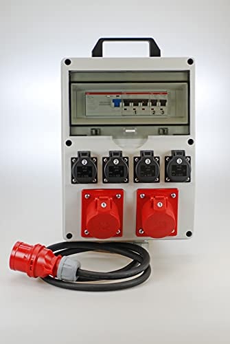 Ehmann Mobiler PROFI Verteiler mit Tragegriff, FI/LS, Made in Germany, 6 Ausgänge (2 x CEE 16 A / 4 x 230 V~), 2m Zuleitung H07RN-F 5G 2,5mm², IP54, K2, BGI-GUV-I608