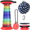 ALEVMOOM Tragbarer klapphocker mit Kissen,Campinghocker faltbar,hocker,werkstatthocker,teleskophocker Faltbarer für Erwachsene, Tragfähigkeit 550lb mit Tasche Karabiner (Roter Regenbogen)