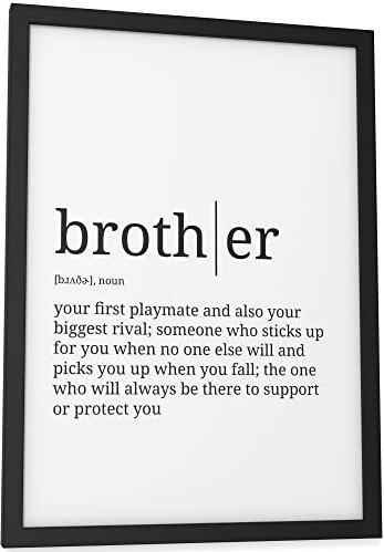 Papierschmiede® Definition Brother, A4 Bild gerahmt im schwarzen Holzrahmen, Wandbild für Wohnzimmer, Schlafzimmer, Küche, Esszimmer, Poster Geschenk Wanddeko Spruch aufhängefertig