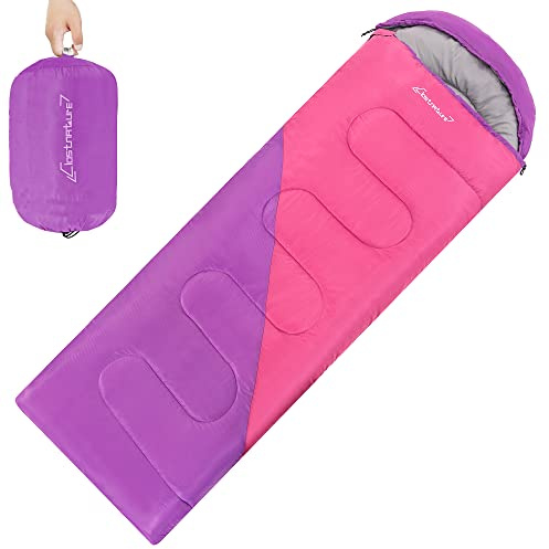 Clostnature Sleeping Bag for Adults and Kids - Lightweight Camping Sleeping Bag for Girls, Boys, Youths, Ultralight Backpacking Sleeping Bags for Cold Weather - Compression Sack Included(Right Zipper)