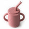 LOVE DEPOT Toddler Straw Cup, Food Grade Silicone Sippy Cup No-Spill Toddler Cup with 2 Handles, BPA Free, 150 ml (Power Rose)