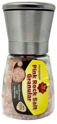 Himalayan Pink Salt Adjustable Giant Spice Grinder | Pink Salt Mill Fresh Himalayan Salt Contains Essential Rose Salt Minerals (200g /7.05oz) | Gluten free |Easy to reflilled | Adjustable Grinder
