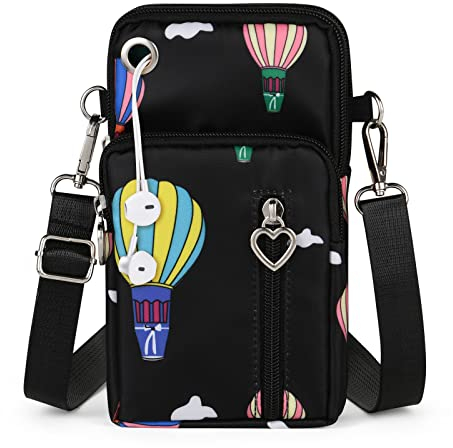 Aucuu Handytasche zum Umhängen Damen，Nylon Kleine Umhängetasche mit Kopfhörer Eingang，Mini Crossbody Schultertasche Handytasche，Handy Schultertasche ür Handy unter 7 Zoll