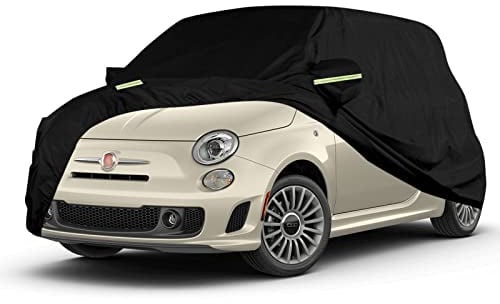wasserdichte Autoabdeckung Kompatibel mit FIAT 500/500C/500E/Abarth 500 2007-2022, Allwetter Autoabdeckungen mit Reißverschluss für Schnee Regen Staub Hagel Schutz
