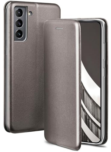 ONEFLOW Business Case für Samsung Galaxy S21 Plus Handyhülle klappbar mit Standfunktion, Klapphülle Flipcase Cover Dünn, PU Leder Hülle mit Kartenfach, 360 Grad Schutzhülle, Taupe