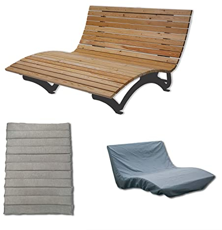 SCALANT Sonnenliege, Waldsofa - Anthrazit mit Premiumauflage und Schutzhülle 2-3 Personen I Außenliege, Himmelsliege, Wellnessliege, Relaxliege, Holzliege für den Garten, KTL beschichtet