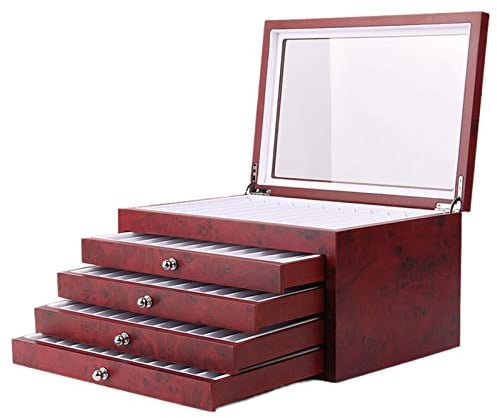 Fountain Pen Collector Box, Office Wood 56 Slots Pen Display Case Pen Collector Organizer Box Glass Window Lockable Fountain Pen Holder Storage Case Pen Display Showcase Storage Holder Tray
