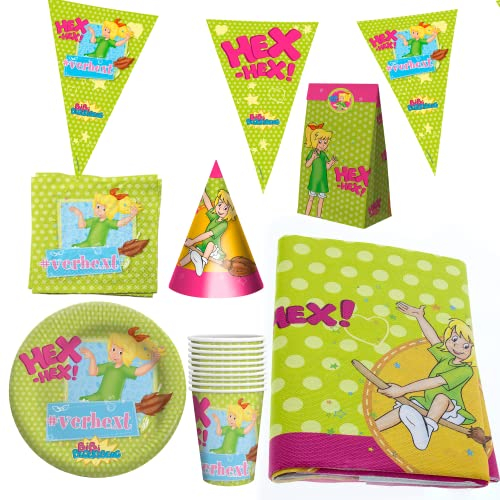 Party Factory `Bibi Bocksberg´ XXL-Set, 10 Becher, 10 Teller, 20 Servietten, 1 Tischdecke, 1 Wimpelkette, 10 Partyhüte und 10 Partytüten