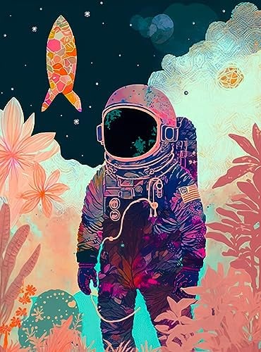 Cross & Glory Tropics on The Moon 1000 Piece Adult Jigsaw Puzzle from - Stunning Artwork of Astronaut and Tropical Plants on The Moon | Challenging Puzzle for Space Lovers Pieces