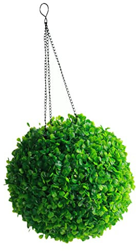 Cabilock flower grass ball chandelier artificial flowers for outdoors outdoor fake grass faux outdoor plants Hanging Topiary Ball artificial hanging topiary boxwood sphere LED Solar Light