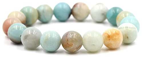 Aotiwe Bracelet Beads, Armband Perlen Erwachsene Naturstein Bunt 12mm 19cm mit Rundschliff Zirkonia