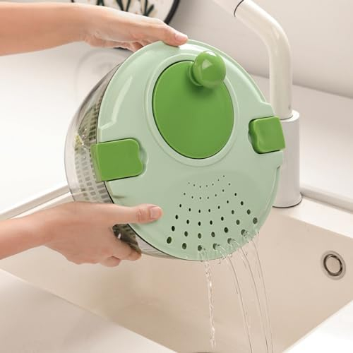 Centrifuga Per Insalata, Asciugatrice Per Verdure da 4 Litri PP Rondella Rotante Per Verdure con Ciotola Compatta E Scolapasta, Ciotola Scolapiatti Multifunzione Per Cucina Domestica Verde, 9,7x6,5 Po