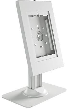 Conecto Soporte de mostrador para Tableta, con Carcasa de Acero para Tab A 10.1 (2019)/ Tab A7/ S6 Lite 10.4/10.5/11 y iPad 5/6/7/8/9/ iPad Air 9.7/ 10.5/10.9 /iPad Air 9,7/10,5/11, Blanco
