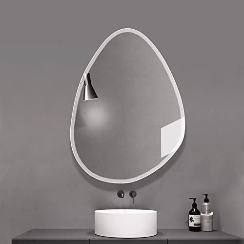 MKYOKO Großer unregelmäßiger Spiegel, moderner asymmetrischer Spiegel, tropfenförmiger Spiegel mit abgeschrägten Kanten, verdickter (4 mm) hochauflösender Badezimmerspiegel, Schlafzimmer,