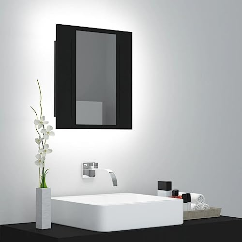 heybb LED-Bad-Spiegelschrank Schwarz 40x12x45 cm Acryl Spiegelschrank Bad Mit Beleuchtung Alibertschrank Bad Mit Beleuchtung Bathroom Mirror Cabinet