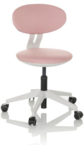 hjh OFFICE Kinderdrehstuhl mitwachsend MINIMOVO Kinder Bürostuhl höhenverstellbar, Schreibtischstuhl ohne Armlehnen, Stoff Rosa