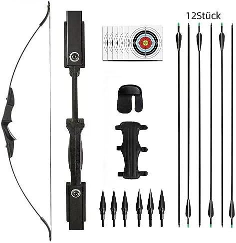 Recurve Bogen und Pfeile Set Bogenschießen Takedown Bogen Jagd 30/40lbs Erwachsene Jagdschießen Outdoor Anfänger Schießen mit Bogenschießen Zubehör Langbogen Set (30lbs Bogen Set)