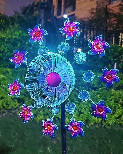 Solar-Blumen-Windspiel für Hof und Garten, 101,6 cm, Solar-Windmühle, Gartenwirbel, kinetische Spinner, Dekoration für Rasen, Terrasse und Hof, Metallwind-Outdoor-Skulptur