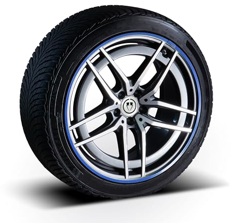 PRIORIM Classic Line Aluminium 4 x Felgenschutzring, Hochwertiger Schutz für Autoreifen & Felgen, Langlebiger Rundumschutz, Kratzfest & Wetterbeständig, Einfache Montage (Blau, 21)