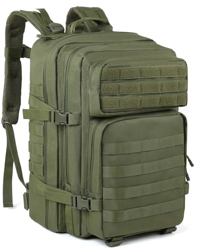 BITUOR Militär Taktischer Rucksack 45L, Army Rucksack Herren Große Kapazität mit viele Fächer, Wasserabweisende Wanderrucksäcke Reiserucksack Trekkingrucksack für Wandern Camping Angel Reise, Grün