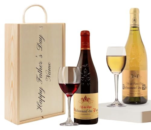 Personalised Chateauneuf Du Pape Red & White Wine Gift Set - (2 x 75cl) (Father's Day, 750ml, Wine)