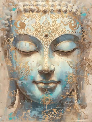 Peinture par Numéros Adulte statue de Bouddha,Zen Peinture Numero Enfant,Bricolage Peinture Numero Loisirs Créatifs,Acryliques Paintings avec Peintures et Pinceaux,Decoration Chambre 40x50cm LY-11510