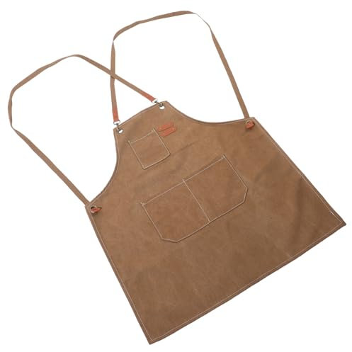 Braune Geschenkideen Grillschürze aus Rindsleder, Ölabweisend mit Tasche