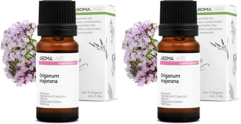 Organic MAJORAM Essential Oil (10ml) - 100% Pure, Ecocert Certified Organic - Best Therapeutic Grade Essential Oil (Pack of 2)