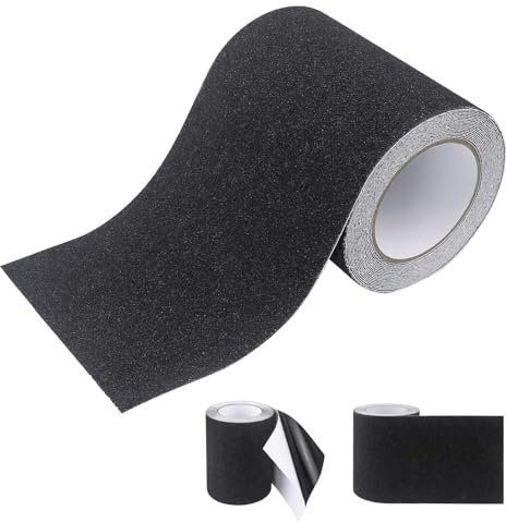 heyveen 6 Inch x 33 Foot Anti Slip Traction Tape, Grip Tape Grit Non Slip, Outdoor Non Skid Treads, High Traction Friction Abrasive Adhesive Stairs Step, Tread Step, Indoor, Outdoor, Black
