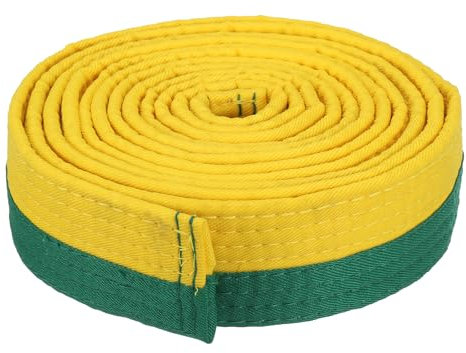 PATIKIL Taekwondo Farbiger Ranggürtel 1,6 x9,8Ft 3 m, Polyester Kampfkunst Judo Karate Gürtel für Trainer Unterricht Praxis, Gelb&Grün