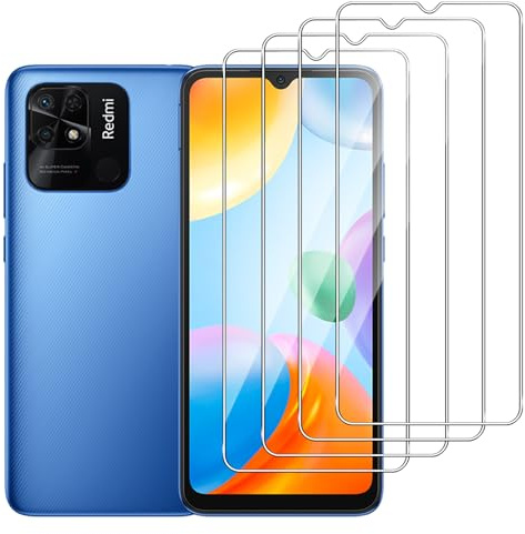 Dlxiks Protector de Pantalla para Xiaomi Redmi 10C, Cristal templado Antiarañazos,Dureza 9H, fácil instalación, Sin Burbujas, Antiarañazos, HD Transparente, 4 Unidades