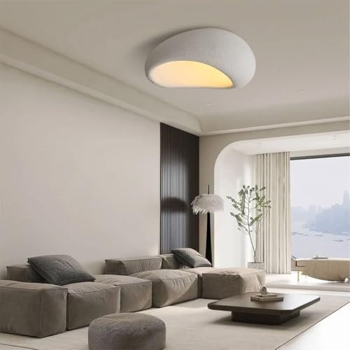 XinZe Moderne Einfache Deckenleuchte E27 Wabi-sabi Flush Mount Deckenlampe Lampenschirm Aus Polyethylen Japanischer Stil Heimdekoration Beleuchtung Für Schlafzimmer Wohnzimmer Kücheninsel(50CM)