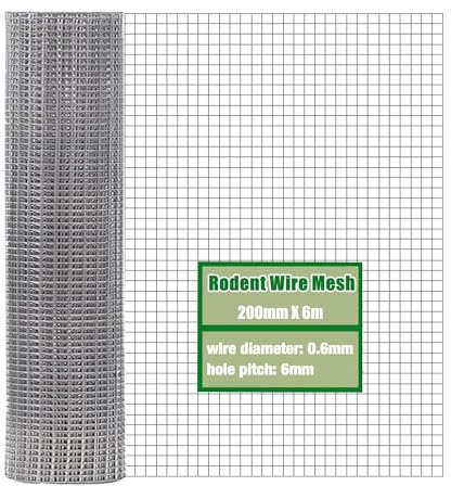 Rodent Proofing Wire Mesh 200mmx6m Galvanised Wire Mesh Roll,Rat Mesh for Filling In Gaps Around The Home & Garden,Keep Rats Out,Chicken Wire Mesh,Mice & Mouse Mesh Sheet- Metal Mesh