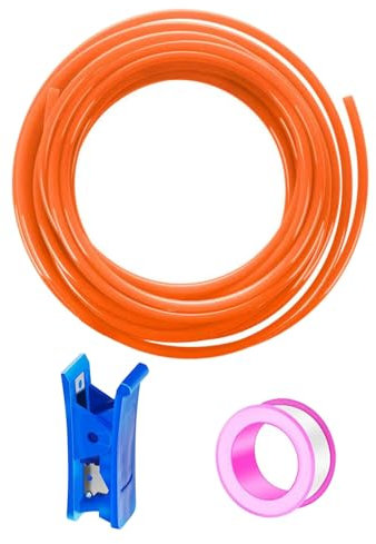 HAXIHA Orange 12 Meter Tuyau Pneumatique Polyuréthane PU Air Kit 8mm OD x 5mm ID Tuyau Air Comprimé Peut Etre Utilisé pour Les Compresseur Outils Pneumatiques