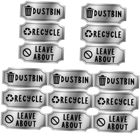 Housoutil 5sets Public Trash Can Decal Waste Bin Stickers Easy Peel and Stick Material