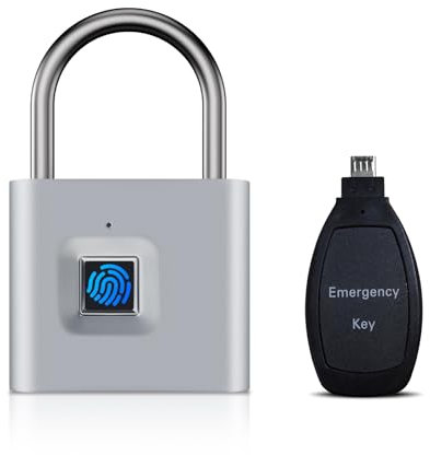 TenixLox Lucchetto con impronta digitale con chiave di emergenza, impermeabile IP66, lucchetto intelligente biometrico ad alta sicurezza per armadietti da palestra, armadietti per cassetti, armadietti