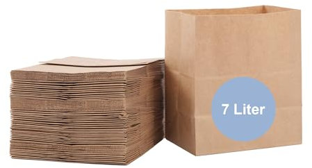 ZURAS® - 100 Stück Papiermülltüten 7l Biomüllbeutel für Biotonne aus Papier nassfeste & reißfeste Papiertüten