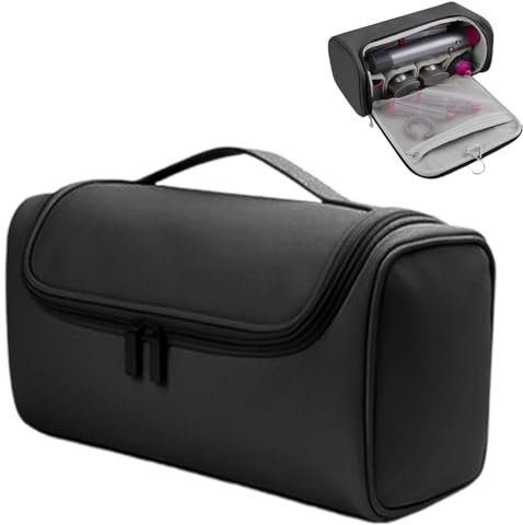Reisetasche für Dyson Airwrap Styler und Shark, Tragbare Aufbewahrungstasche für Dyson Supersonic und Zubehör, Haartrockner Tragetasche mit Haken für Modellierwerkzeuge und Zubehör (Schwarz)