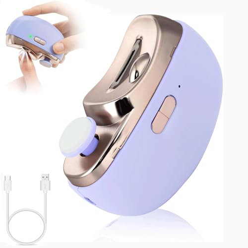 Coupe Ongles Électrique 3 en 1, Coupe Ongles Automatique avec Stockage des Restes d'ongles, Coupe Ongles d'orteil Électrique à 2 Vitesses pour Enfants et Adultes, Manucure (Violet)