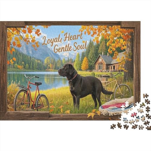 Labrador Puzzle Vintage Fotorahmen Lernspiel 1000-teilige Stressabbau-Spielzeug Holzpuzzles PuzzlePädagogisches Für Die Ganze Familie 1000pcs (75x50cm)
