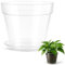 TECHZOCO Macetero con Plato, Maceta Redonda clásica de plástico con Plato, Tiesto para Plantas, Fabricado en Polipropileno, 14 cm Altura x 15 cm Diámetro Superior x 9 cm Diámetro Base, Transparente.