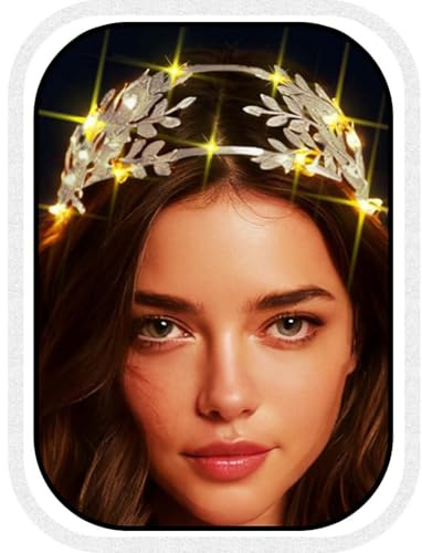 Unicra Silber Stirnband Leuchtende Kronen Diademe Braut Hochzeits Haarschmuck für Frauen (Silber, One Size)