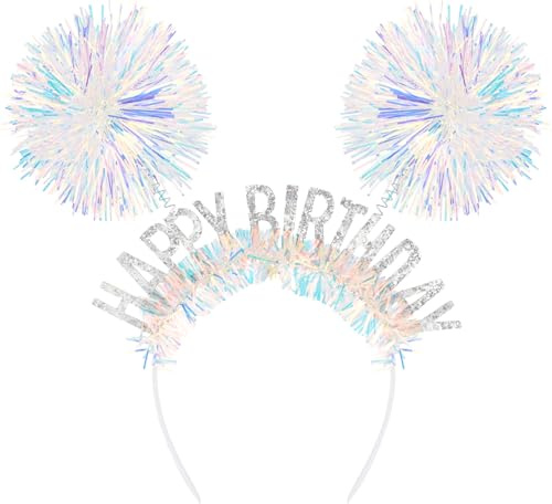 Exipsat Silber Geburtstagskrone Happy Birthday Haarreif